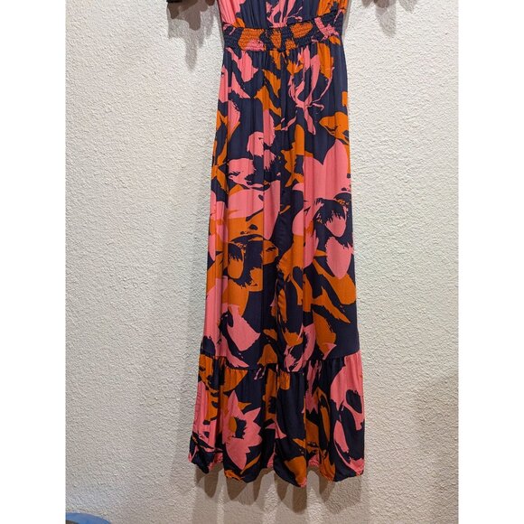 Anthropologie Abel The Label Clare Floral High Low Dress  Size Small Blue Orange - Picture 11 of 13
